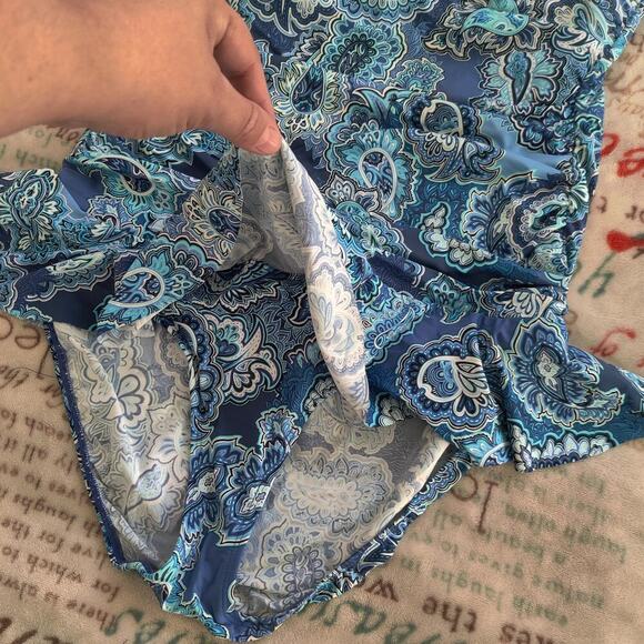 Ralph Lauren Blue Paisley Underwire One Piece Swimsuit Size 16 Captiva Bandeau - Picture 10 of 11